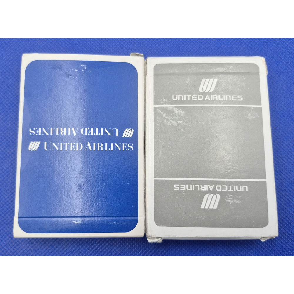 Vintage United Airlines Playing Cards Sealed Gray Deck Barely Used Blue Deck